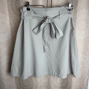 Tulle Anthropologie Khaki Tan A-Line Paperbag Mini Skirt Cotton Linen Sz Medium